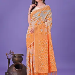 KALINI Woven Design Zari Linen Blend Saree-picture-16