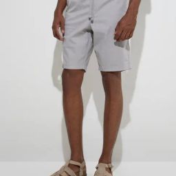 WES Casuals by Westside Grey Relaxed-Fit Mid-Rise Cotton-Blend Shorts-picture-30