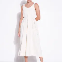 showoffff Showoff Off White Cotton Regular Fit Dress-picture-5