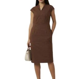 Van Heusen Brown Blended Regular Fit Checks Dresses-picture-37