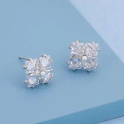 Kushal's Fashion Jewellery Pearl Rhodium Polished Zircon Earring for Women-picture-24