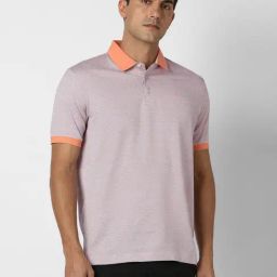 Van Heusen Pink Cotton Regular Fit Printed Polo T-Shirt-image-67