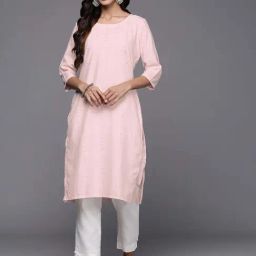 Libas Pink Cotton Embroidered Straight Kurta-image-40