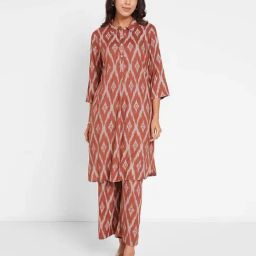 Rangmanch By Pantaloons Burnt Sienna Regular Fit Printed Kurta-picture-22