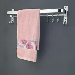 GLOXY Silver-Toned Solid Stainless Steel Towel Rod-picture-4