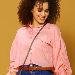 Sera Pink Regular Fit Crop Shirt-image-94