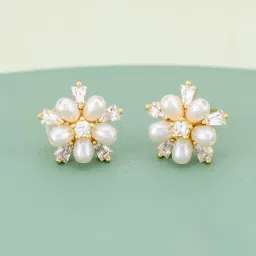 Kushal's Fashion Jewellery Pearl Gold Polished Zircon Earring for Women-picture-8