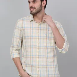 Cantabil Yellow Cotton Regular Fit Checks Casual Shirt-picture-30