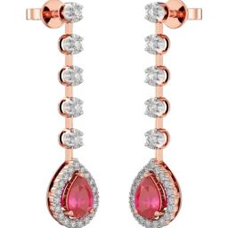 Joyalukkas 18k (750) Purity Rose Gold Droplet Grace Diamond Earrings-image-48