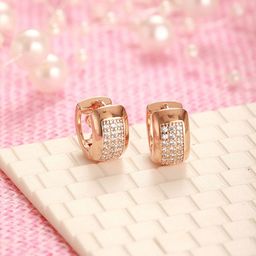 DressBerry Rose Gold-Plated Crystals Studded Circular Shaped Hoop Earrings-54