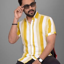 Metronaut Men Regular Fit Spread Collar Vertical Striped Casual Shirt-image-30
