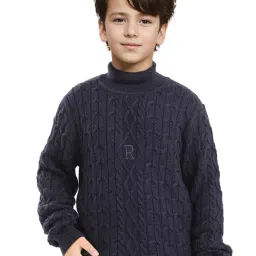 Rare Ones Boys Navy Cotton Self Design Sweater-image-48