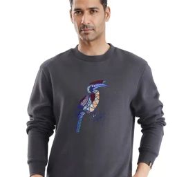 Rare Rabbit Grey Boxy Fit Graphic Sweatshirt-image-71