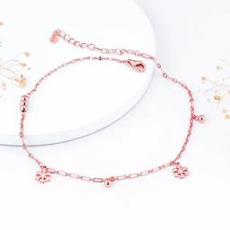 GIVA 925 Silver Snowflake & Beads in Rose Gold Tone Anklet for Women & Girls-image-78
