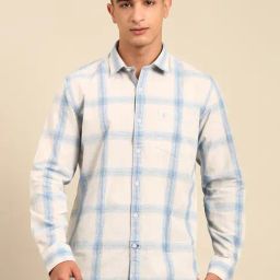 Cavallo By Linen Club White Slim Fit Checks Shirt-image-47