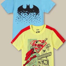 Kidsville Yellow & Blue Cotton Printed T-Shirt-picture-25