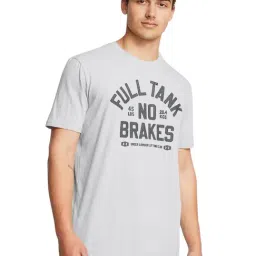 Under Armour Grey Slim Fit Printed Sports T-Shirt-image-85