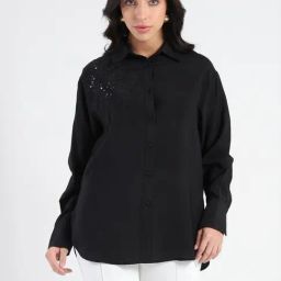 MADAME Black Embroidery Shirt-image-11