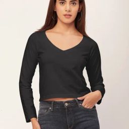 Moomaya Black Regular Fit Crop Top-image-78