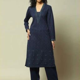 Rangriti Blue Straight Fit Kurta Set-image-52