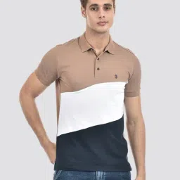 IZOD Brown Slim Fit Colour Block Polo T-Shirt-picture-0