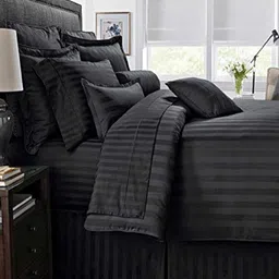 tundwal's Black Striped Printed Microfiber 210 TC Single Bedsheet Sets - 2.23 m x 1.45 m-image-28