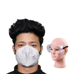ORILEY GC-001964 Universal Plastic Goggle with Cotton Disposable Face Mask White (Pack Of 5)-image-64
