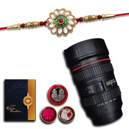 DeoDap Roli Chawal Coin Mug & Greeting Card Rakhi Gift Set-image-71