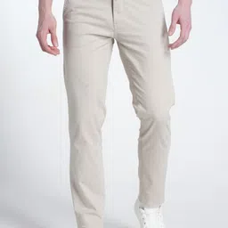 Double Two Men Smart Slim Fit Flat-Front Cotton Chinos Trouser-image-90