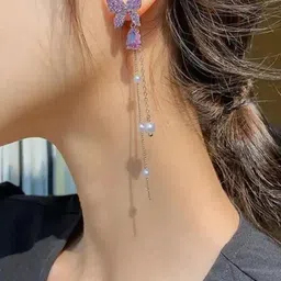 ONUYX Silver-Plated Zircon Drop Earrings-image-83