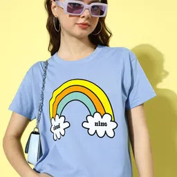 DILLINGER Women Printed Pure Cotton Boxy T-shirt-image-97