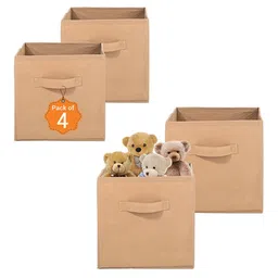 Kuber Industries Beige 4 Pieces Non-Woven Cloth Organisers-55