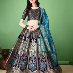 APNISHA Woven Design Ready to Wear Art Silk Lehenga & Unstitched Blouse With Dupatta-picture-18