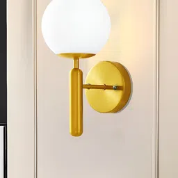 Decorcity Gold-Toned & White Metal Contemporary Cylinder Shaped Wall Lamp-32
