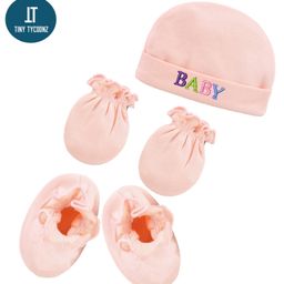 Tiny Tycoonz Cotton Cap Mitten & Booties Peach - Diameter 14 cm-14