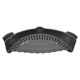Snap N Strain Pot Strainer and Pasta Adjustable Silicone Clip On - Black-16