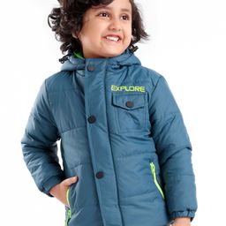 Babyhug Full Sleeves Hoodie Text Print - Blue-picture-20