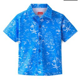 Babyhug Cotton Knit Half Sleeves Shirt Beach Theme Print- Blue-image-48