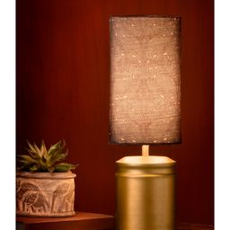 Green Girgit Metal Golden Table Lamp with Dark Forest Shade-1