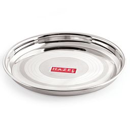 HAZEL Stainless Steel Plate Set For Dinner Launch | Designer Steel Thali Set |Steel Dinnerware, 28.5 cm, Medium-picture-22