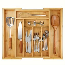 Bunie Adjustable Bamboo Cutlery Tray for Kitchen Drawer - 19-inch-picture-37