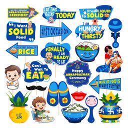 Zyozi Annaprasanam Decorations Photo Booth Props BLUE - Pack Of 23-image-34