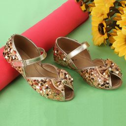 boyz n galz Sequin Embellished &Bow Applique Detailed Ballerinas - Gold-image-10