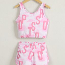 Mark & Mia Sleeveless Two Piece Swimsuit with Text Print-image-64
