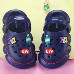 Cute Walk by Babyhug Back Strap Closure Solid Coloured Clogs With Applique - Navy Blue-image-76