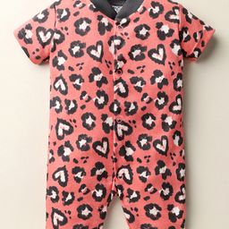Kidi Wav Half Sleeves Hearts Printed Romper - Pink-image-45