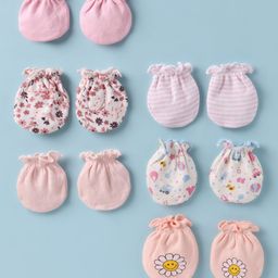 Ben Benny Interlock Knit Mittens with Floral Print Pack of 6 - Multicolor-image-95