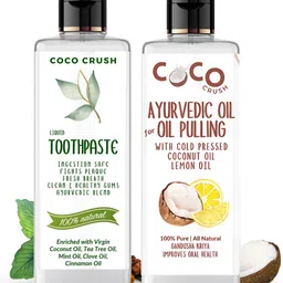 Coco Crush Ayurvedic Liquid Toothpaste & Cold Pressed Coconut Lemon Oil for Oil Pulling, 200 ml (2 x 100 ml)-picture-26