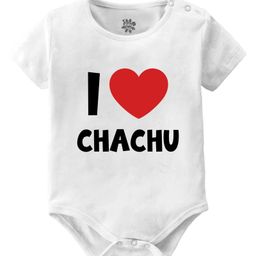 Baby Buzz 100% Cotton Knit Family Theme Half Sleeves I Love Chachu Text Printed Onesie - White-image-99