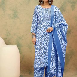 Varanga Women Floral Printed Kurta with Palazzo & Dupatta-picture-9